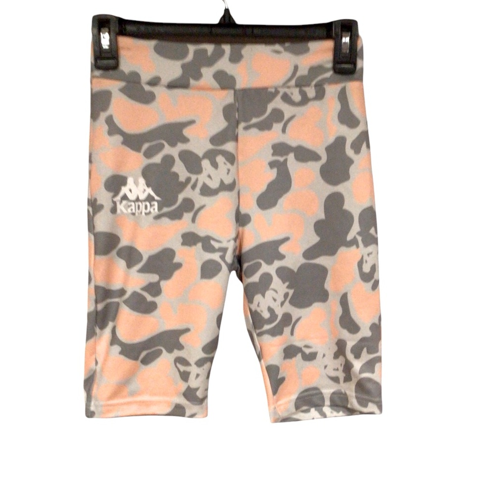 Kappa women’s size XS orange, grey and white Camo biker shorts